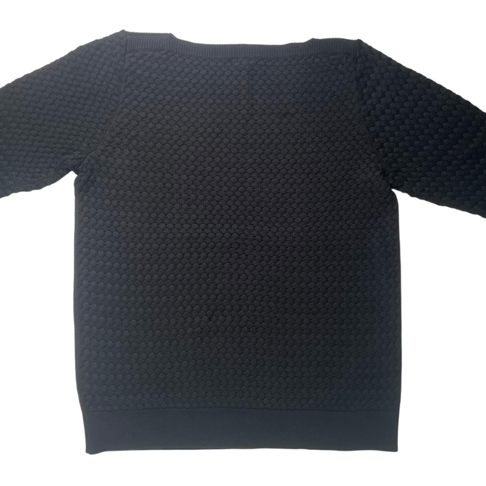 NEW LL Bean Black Basket Weave Pullover Sweater 100% Cotton Size XL Boat Neck - Picture 11 of 16